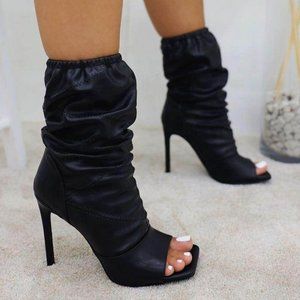 Black Peep Toe Booties
